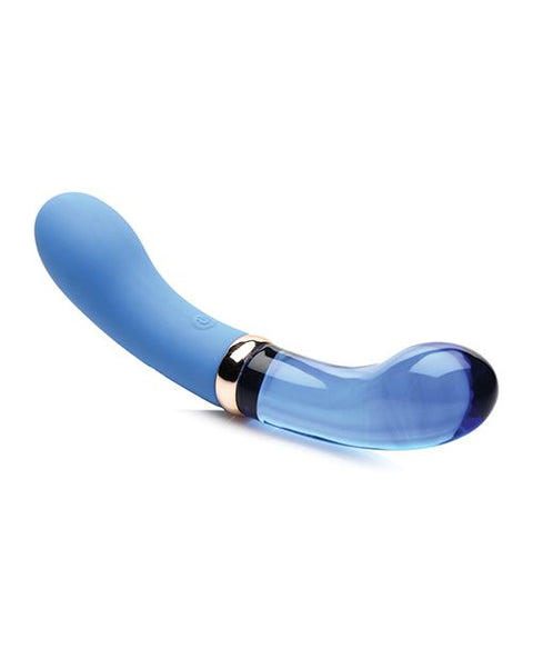 Prisms Vibra-Glass 10x Dual Ended G Spot Silicone/Glass Vibrator - Bleu Vibrators