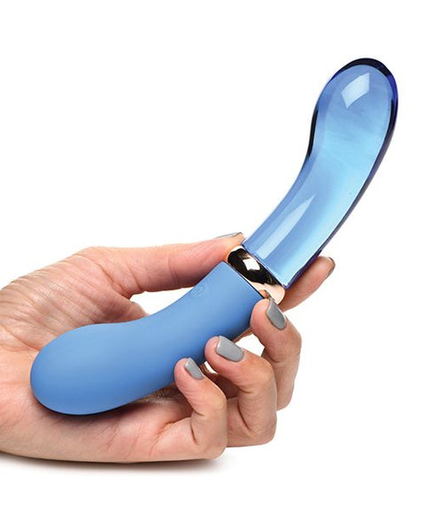Prisms Vibra-Glass 10x Dual Ended G Spot Silicone/Glass Vibrator - Bleu Vibrators