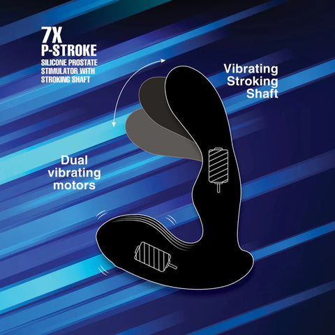 7X P-STROKE Silicone Prostate Stimulator With Stroking Shaft