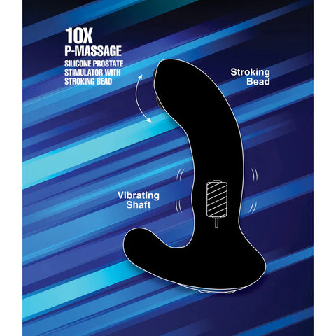 10X P-MASSAGE Silicone Prostate Stimulator With Stroking Bead