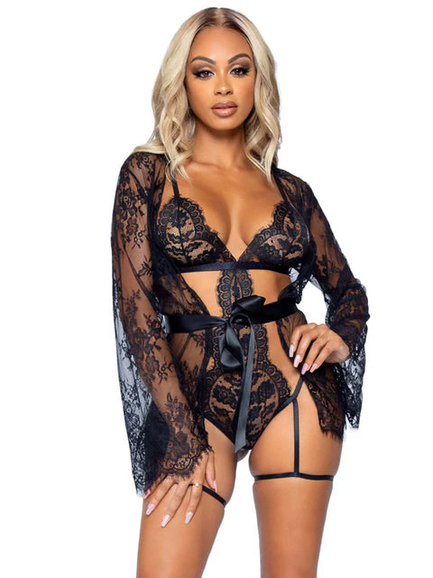 All Romance Lace Teddy & Robe Set