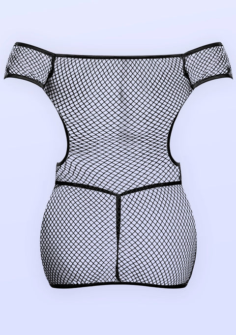 Fishnet Off Shoulder Dress & G-String Lingerie