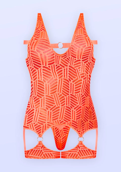 Rude Awakening Stirrup Chemise & Split Crotch Panty Set Lingerie