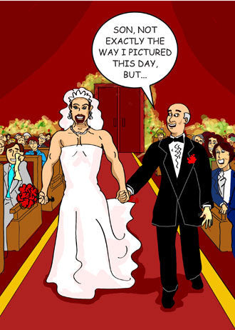 Male Bride Gay Wedding-Funny Bachelor Card