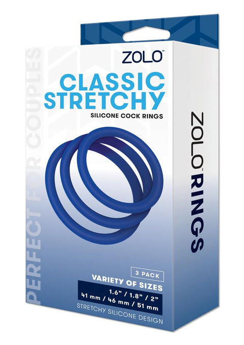 ZOLO STRETCHY SILICONE COCK RING 3PK