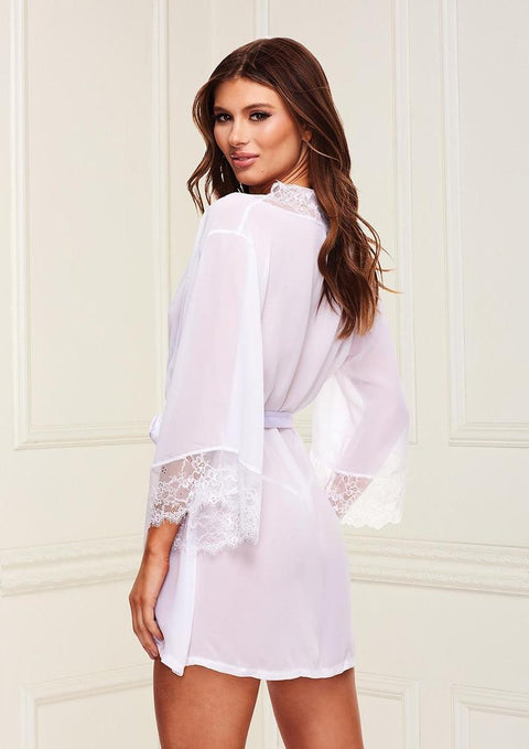 Sheer Chiffon & Lace Robe