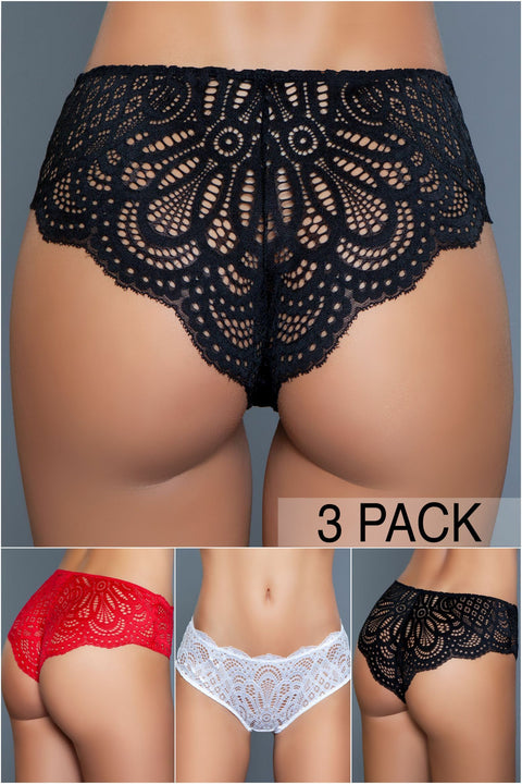 Astrid 3 Pack (Black, Red & White) Panties