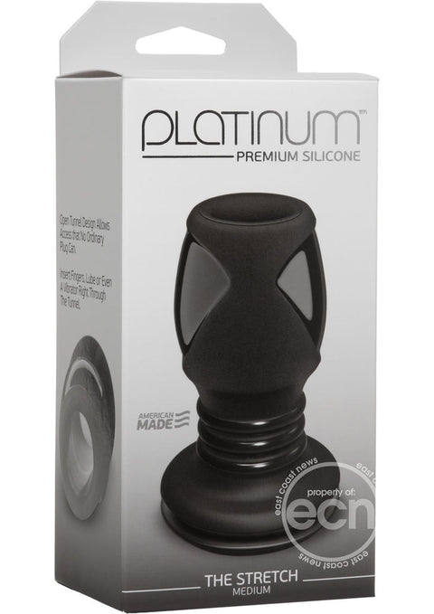 Platinum Premium Silicone The Stretch Silicone Anal Plug Medium Black 4.2 Inch