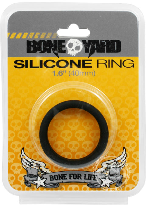 Bone Yard Silicone Ring Cockring Black 1.6 Inch Diameter