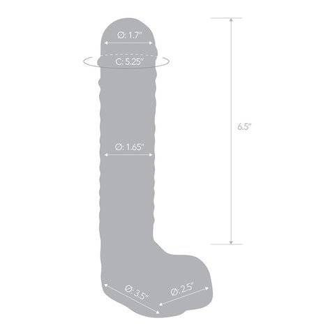 Glas 8'' Realistic Ribbed Glass G-Spot Dildo With Balls