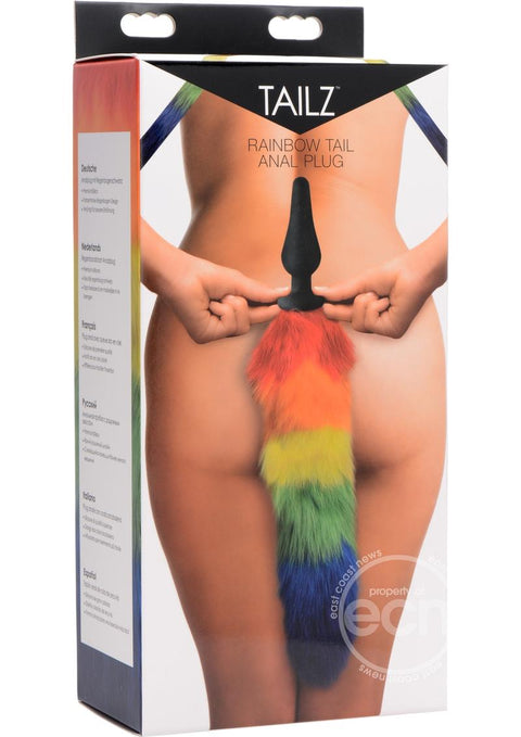 Tailz Rainbow Tail Silicone Anal Plug Multicolor Fur 18 Inch