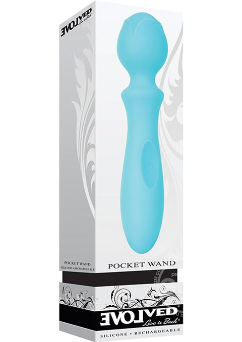 Pocket Wand Silicone USB Rechargeable Vibe Waterproof Blue 6.25 Inch