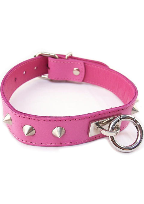 Rouge O Ring Studded Adjustable Leather Collar