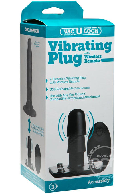 Vac-U-Lock Vibrating Plug With Wireless Remote Black