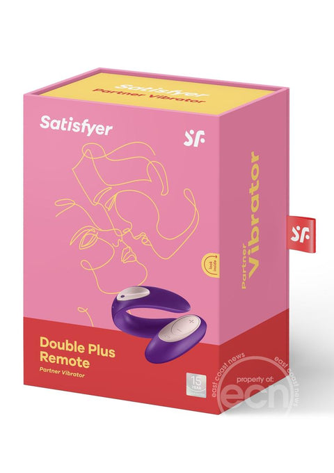 Satisfyer Double Plus Remote USB Rechargeable Silicone Couples Vibrator Waterproof 3.46in - Purple Vibrators