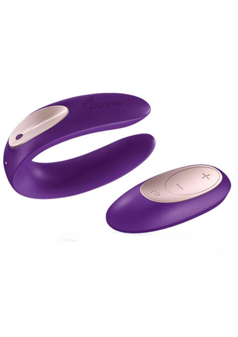 Satisfyer Double Plus Remote USB Rechargeable Silicone Couples Vibrator Waterproof 3.46in - Purple Vibrators