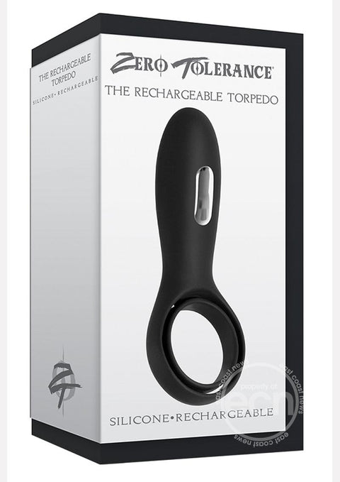 Zero Tolerance The Rechargeable Torpedo Silicone Cock Ring Waterproof Black 4.5 Inch