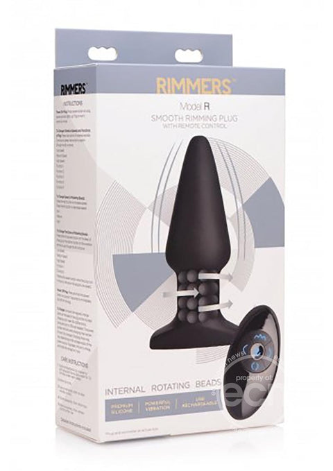 Rimmers Model R Silicone Smooth Rimming Plug With Wireless Remote Control Waterproof Black 5.5 Inch