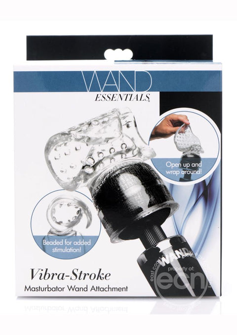 Wand Essentials Vibra-Stroke Masturbator Wand Attachment Clear 4.6 Inches Dolls & Masturbators