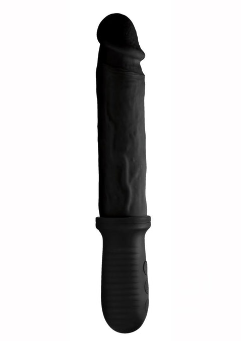 Master Series 8x Auto Pounder Rechargeable Silicone Vibrating & Thrusting Dildo with Handle 10in