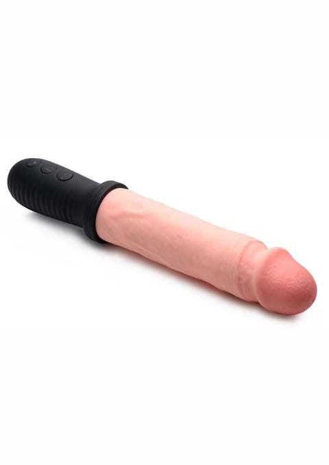 Master Series 8x Auto Pounder Rechargeable Silicone Vibrating & Thrusting Dildo with Handle 10in