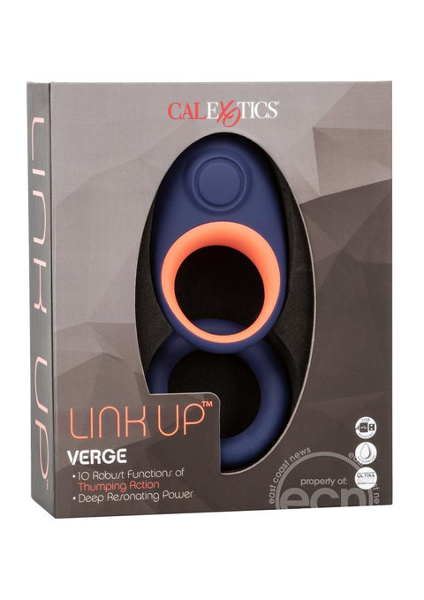 Link Up Verge Silicone Thumping Cockring And Support Ring USB Rechargeable Blue/Pink