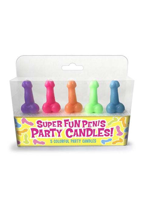 Candy Prints Super Fun Penis Candles Assorted Colors 5 Each Per Pack