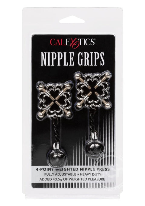 Nipple Grips 4-Point Weighted Nipple Press - Silver/Black Bondage & Restraints
