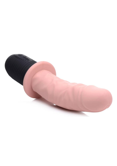 Master Series 10x Vibrating & Thrusting Silicone Rechargeable Dildo With Handle 10in - Vanilla