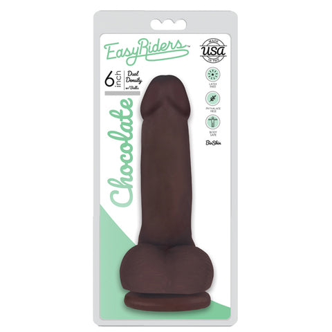 Easy Riders 6" Slim Bioskin Dong With Balls Chocolate