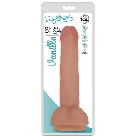 Easy Riders 8 Inch Dual Density Dildo With Balls - Light