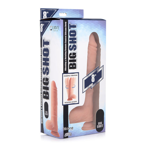 Big Shot Rotating Remote Control Silicone Dildo With Balls- 8 Inch