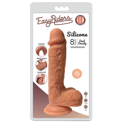 Easy Riders 8" Dual Density Silicone Dong With Balls