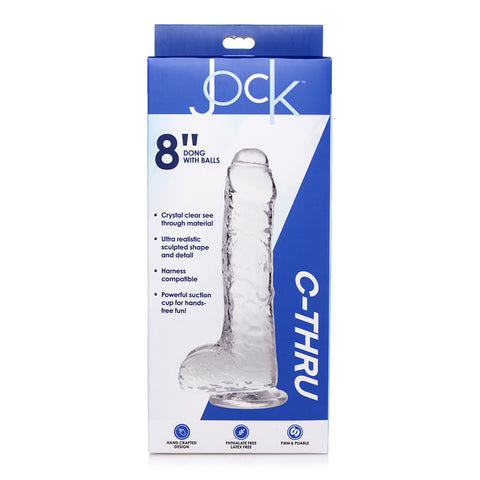 Jock C-Thru Slim 8" Clear Tpe Dildo With Balls