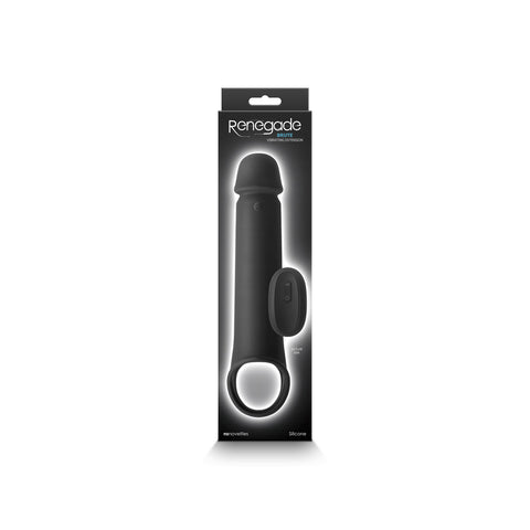 Renegade Brute Rechargeable Silicone Vibrating Penis Extension - Black Penis Enhancement
