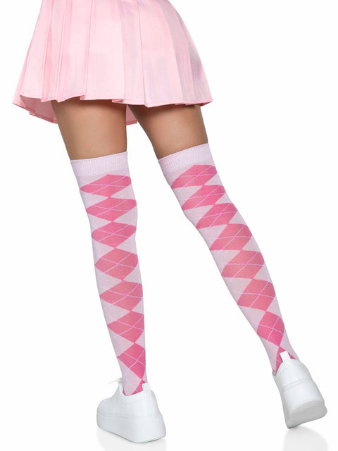 Argyle knit over the knee socks