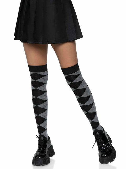 Argyle knit over the knee socks