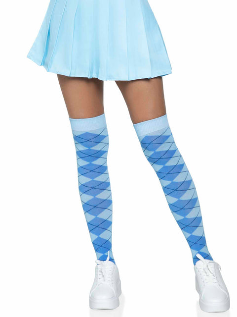 Argyle knit over the knee socks