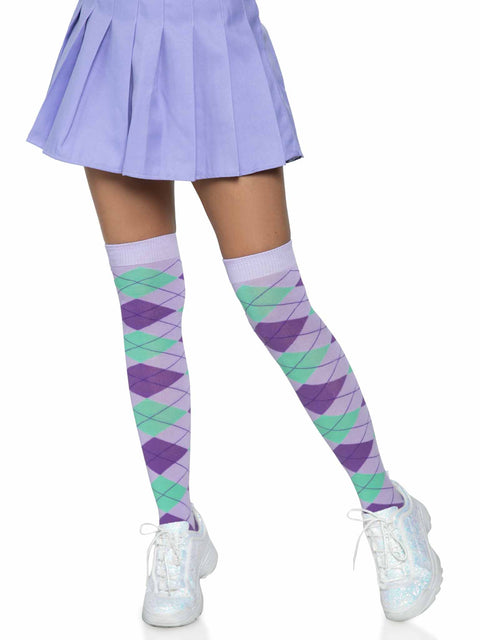 Argyle knit over the knee socks