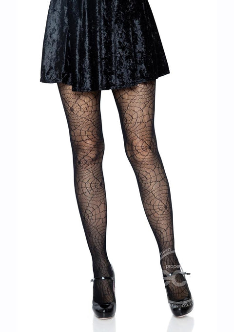 Spider Lace Pantyhose - O/S - Black