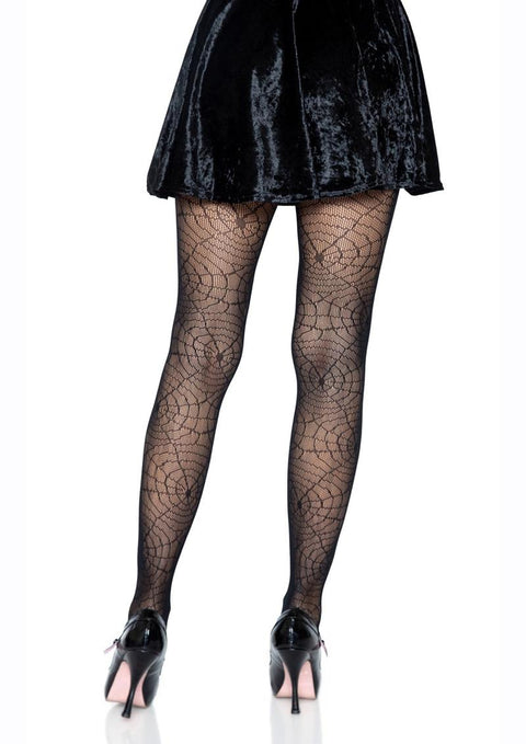 Spider Lace Pantyhose - O/S - Black