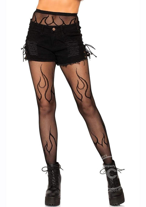 Leg Avenue Flame Net Tights - O/S - Black