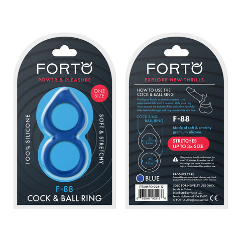 F-88: Double Ring 100% Liquid Silicone O/S Blue