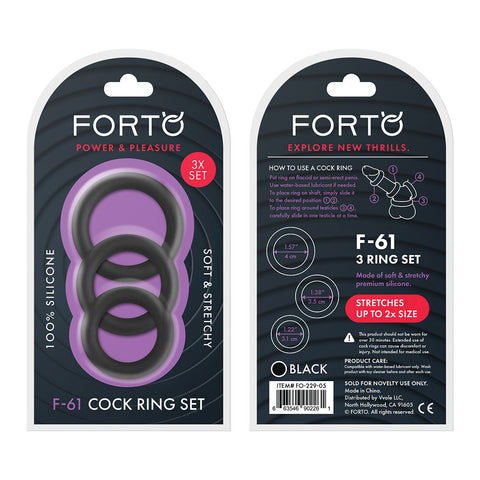 F-61: 3 PIECE C-RING SET 100% SILICONE - BLACK