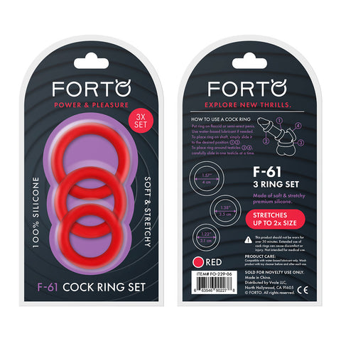 F-61: 3 PIECE C-RING SET 100% SILICONE - RED