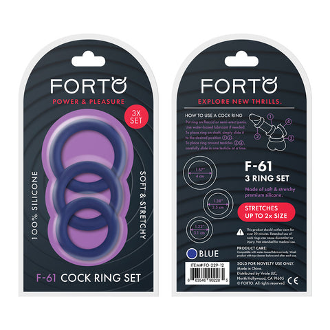 F-61: 3 PIECE C-RING SET 100% SILICONE - BLUE