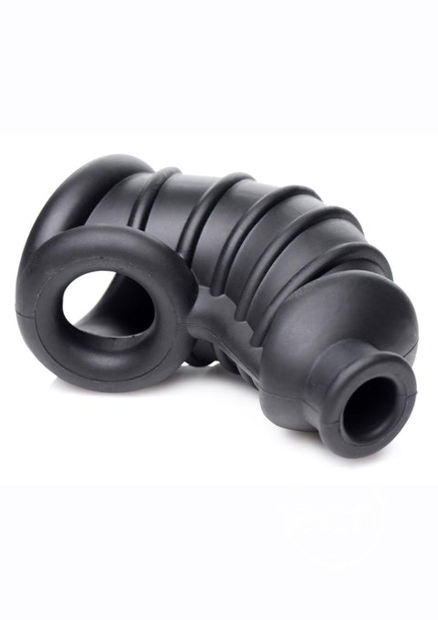 Master Series Dark Chamber Silicone Chastity Cage - Black