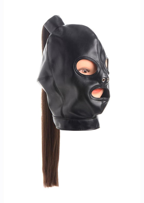 Strict Ponytail Bondage Hood - Black Bondage & Restraints