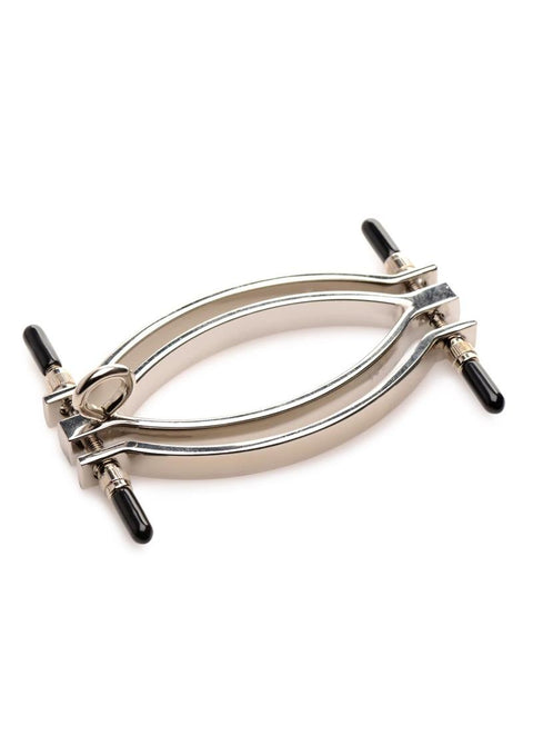 Master Series Pussy Tugger Adjustable Pussy Clamp with Leash - Silver Bondage & Restraints