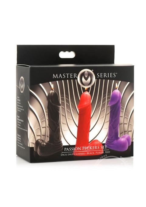 Master Series Passion Peckers Candle Set - Black, Purple, Red